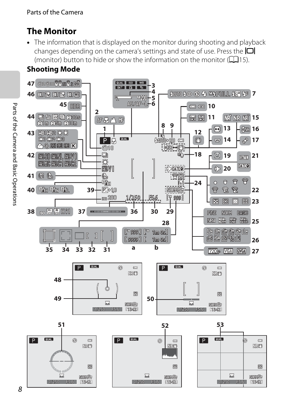 The monitor, Shooting mode | Nikon P7100 User Manual | Page 26 / 260