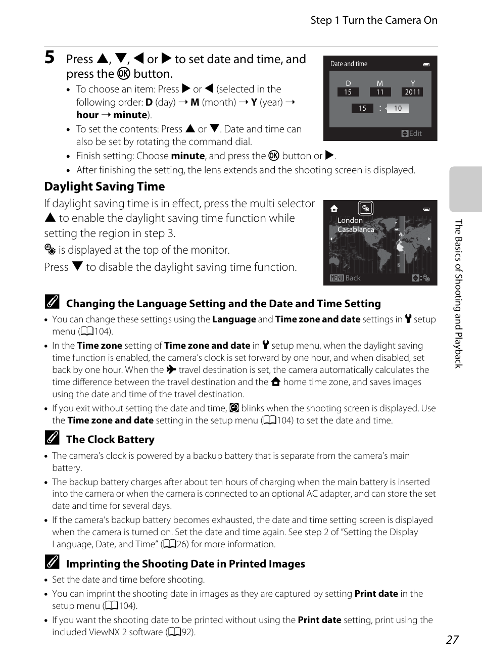 Daylight saving time | Nikon P7100 User Manual | Page 45 / 260