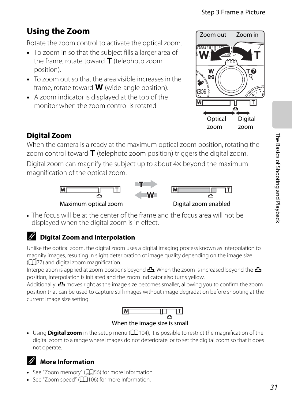 Using the zoom, A31), Digital zoom | Nikon P7100 User Manual | Page 49 / 260