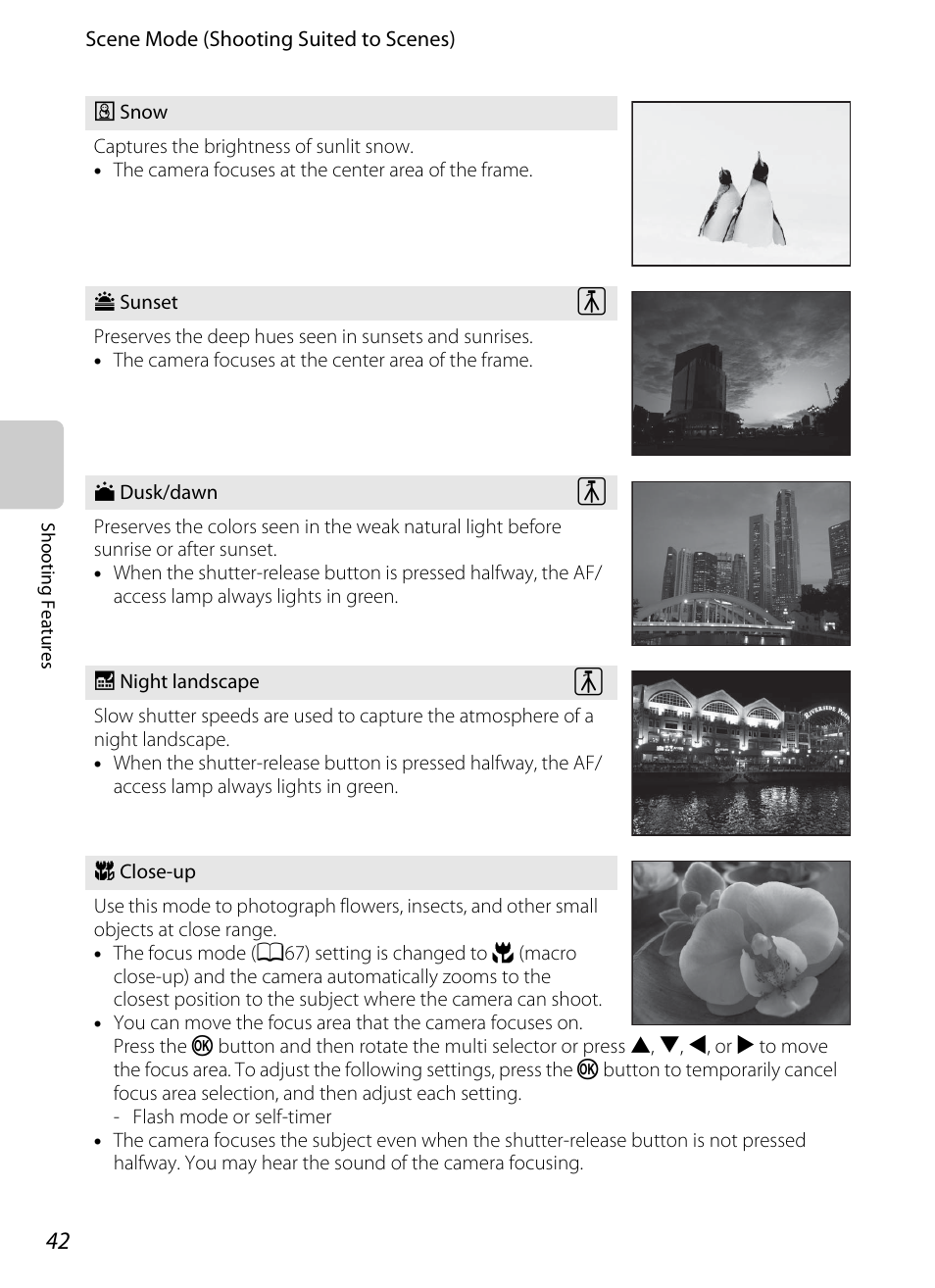 A42) sce, A42), Snow | Dawn (a42) | Nikon P7100 User Manual | Page 60 / 260