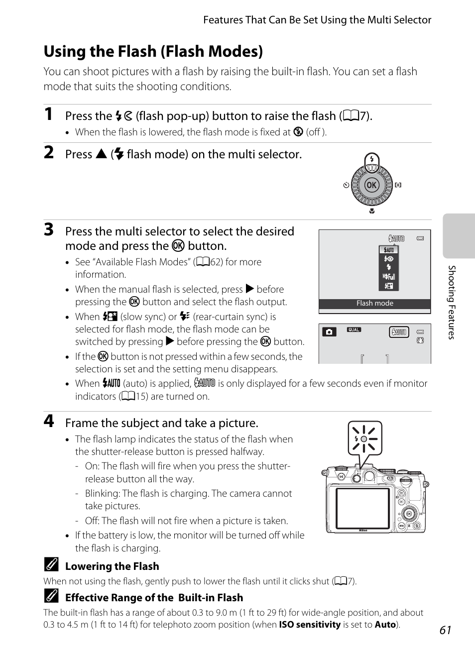 Using the flash (flash modes), A61) se, Information on flash mode | A61), Mode (a61) | Nikon P7100 User Manual | Page 79 / 260