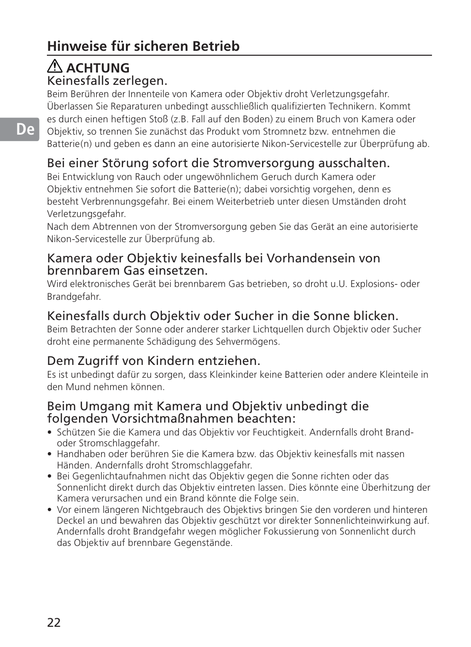 Jp en de fr es se ru nl it ck ch kr | Nikon AF-S VR 28-300mm f-3.5-5.6GED User Manual | Page 22 / 152