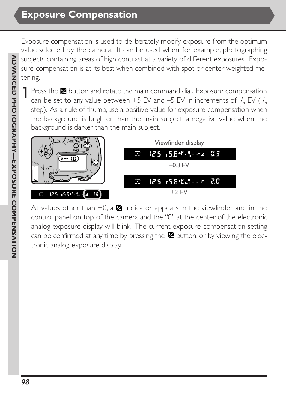 Exposure compensation | Nikon D1X User Manual | Page 111 / 236