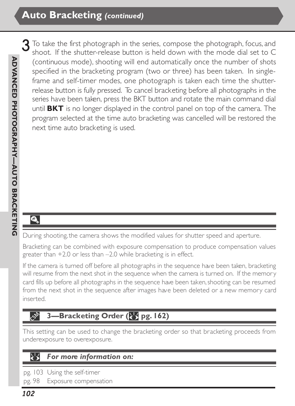 Auto bracketing | Nikon D1X User Manual | Page 115 / 236