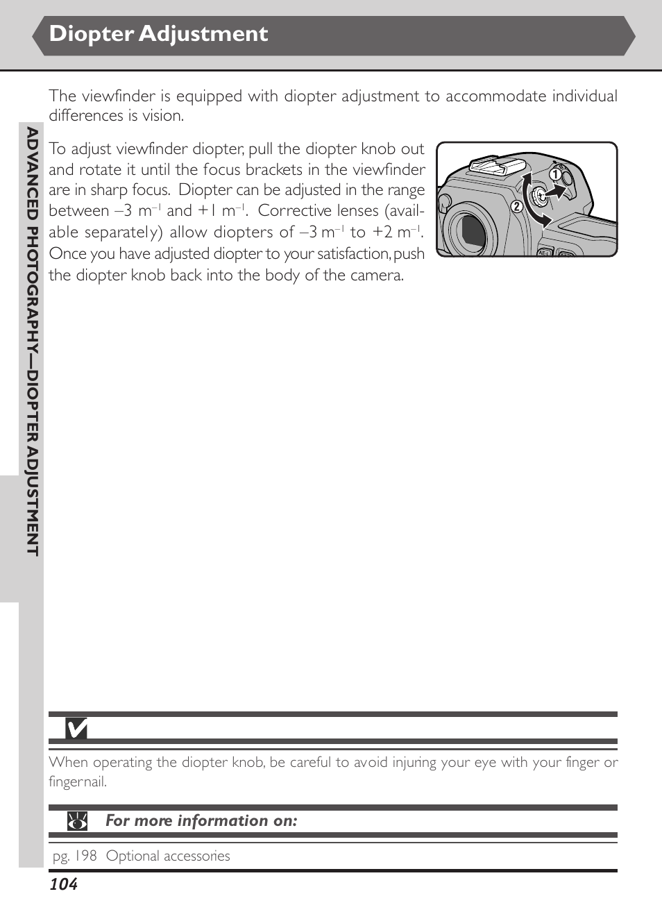 Diopter adjustment | Nikon D1X User Manual | Page 117 / 236