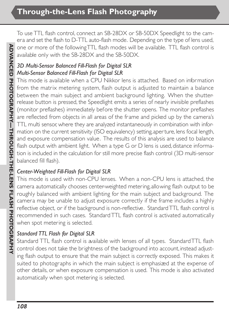 Through-the-lens flash photography | Nikon D1X User Manual | Page 121 / 236