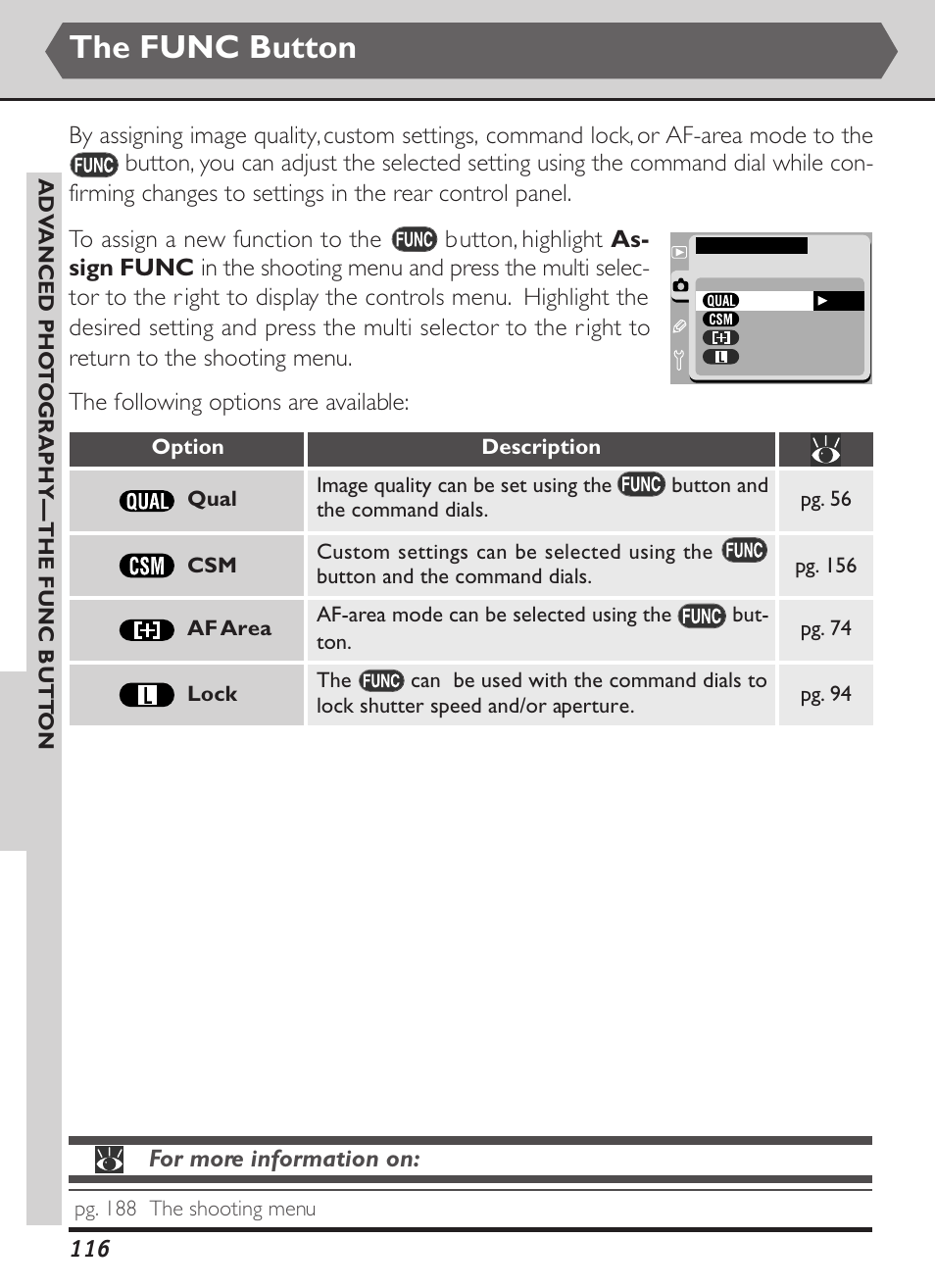 The func button | Nikon D1X User Manual | Page 129 / 236