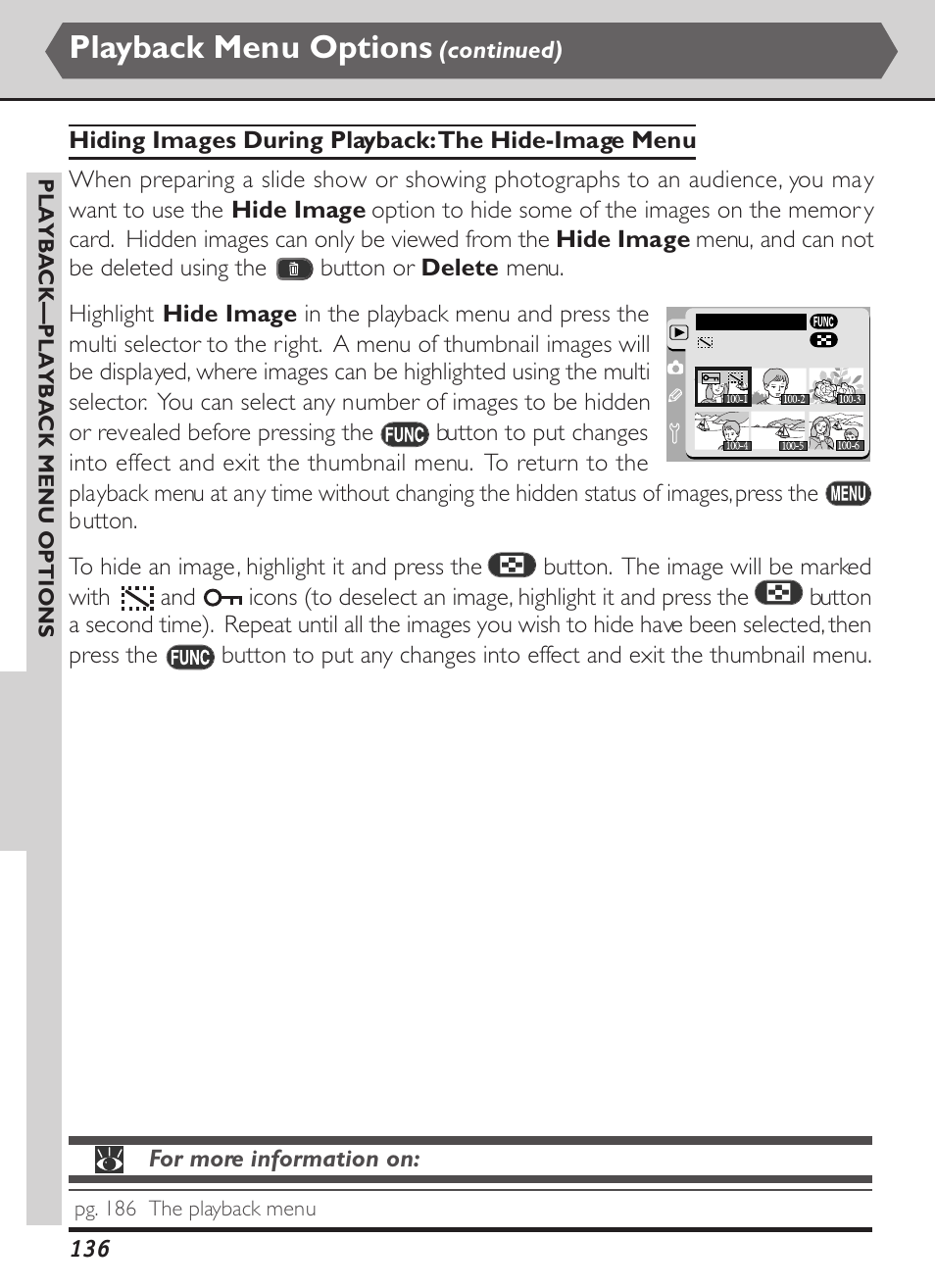 Playback menu options | Nikon D1X User Manual | Page 149 / 236