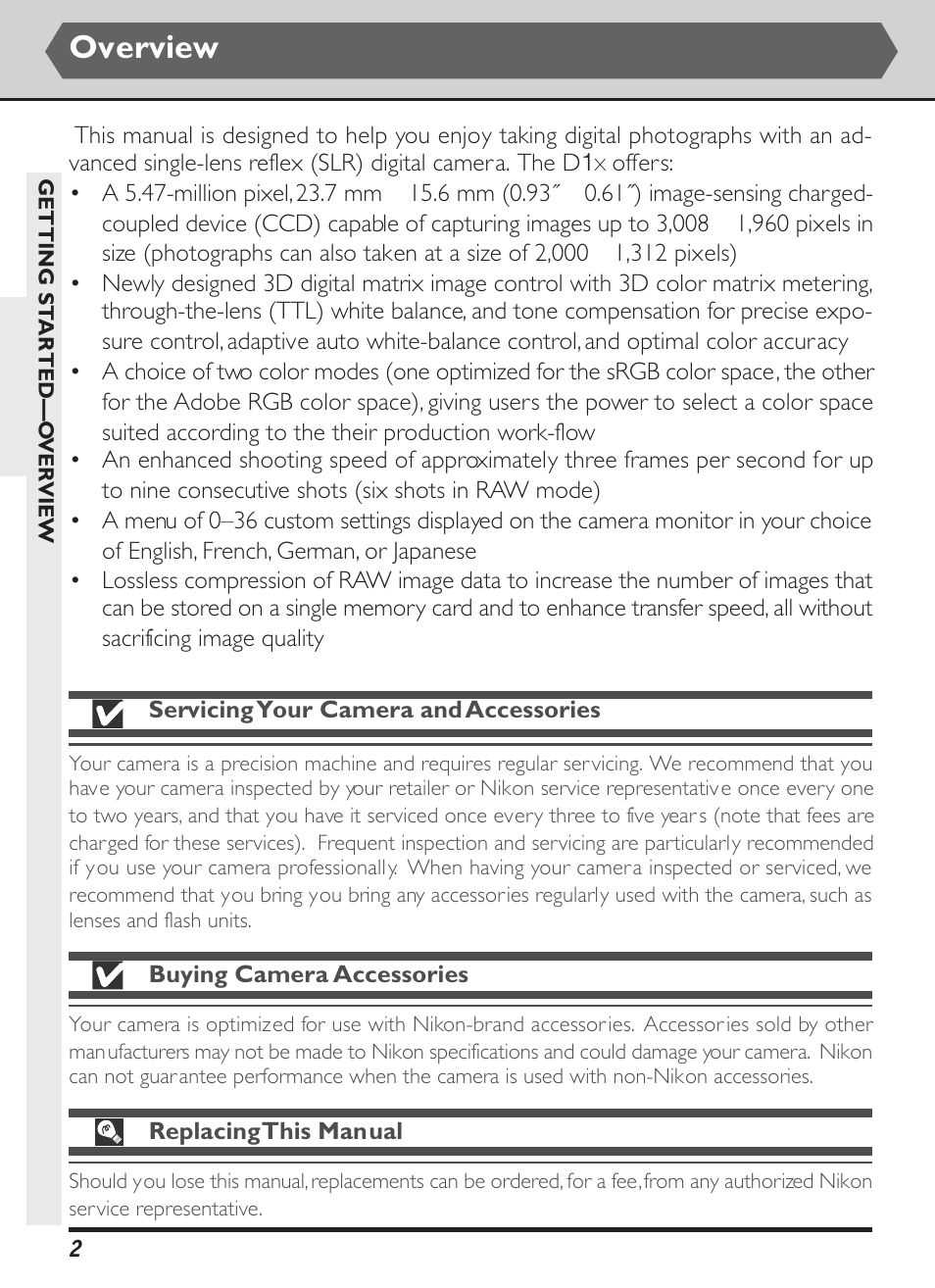 Overview | Nikon D1X User Manual | Page 15 / 236