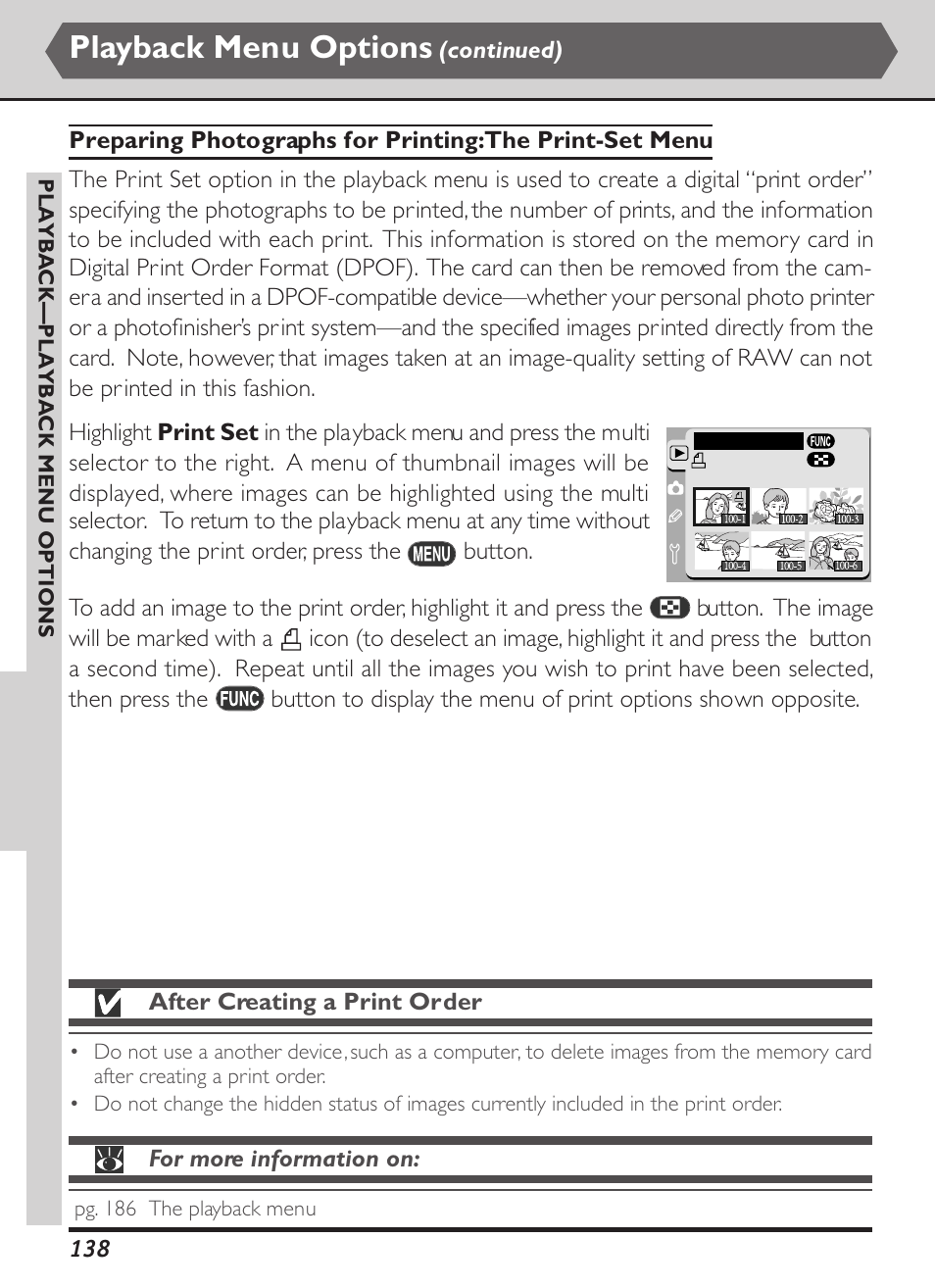 Playback menu options | Nikon D1X User Manual | Page 151 / 236