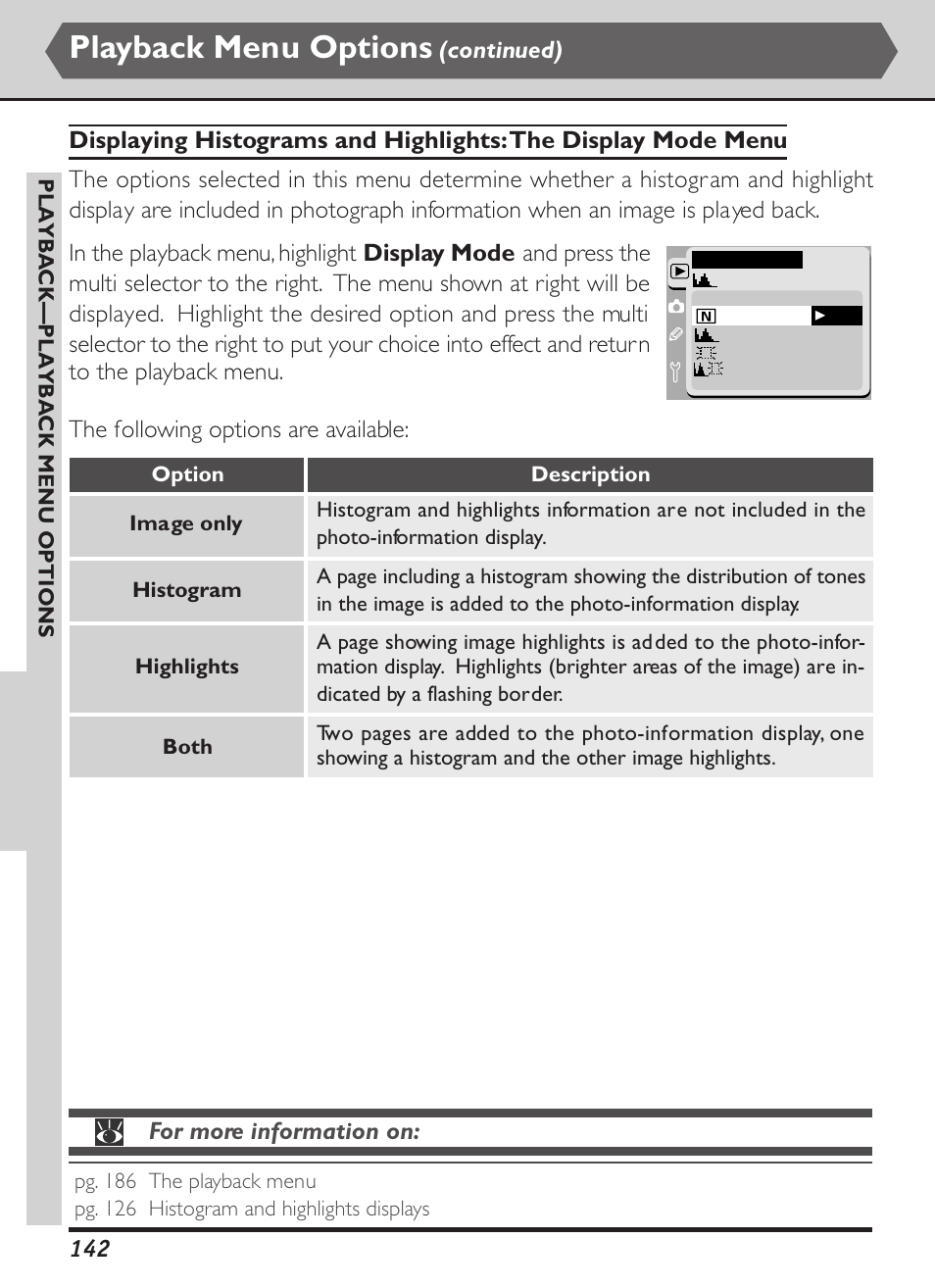 Playback menu options | Nikon D1X User Manual | Page 155 / 236