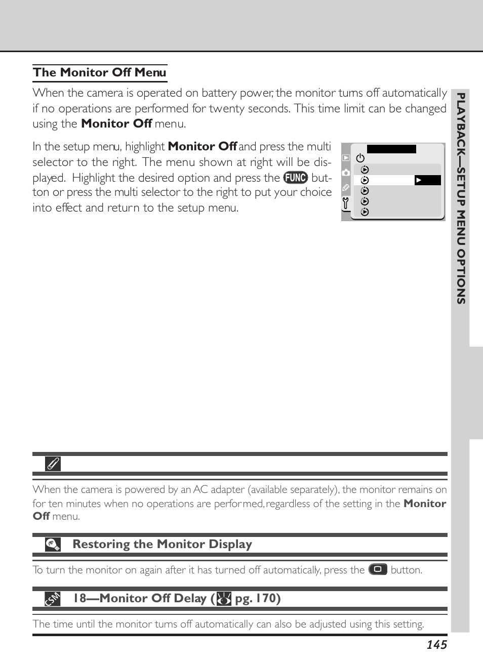 Restoring the monitor display | Nikon D1X User Manual | Page 158 / 236