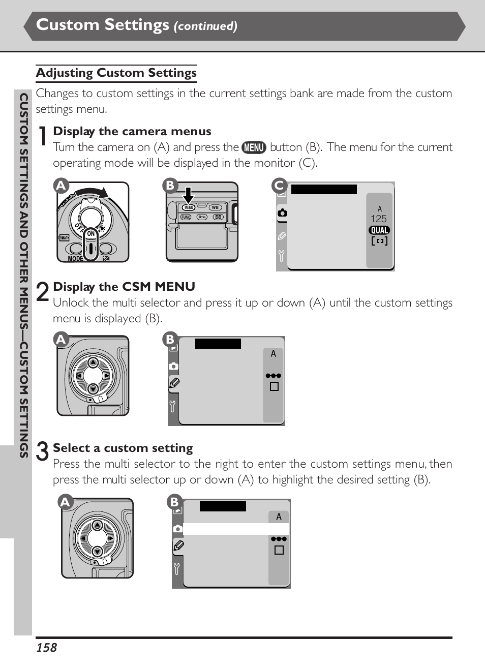 Custom settings | Nikon D1X User Manual | Page 171 / 236