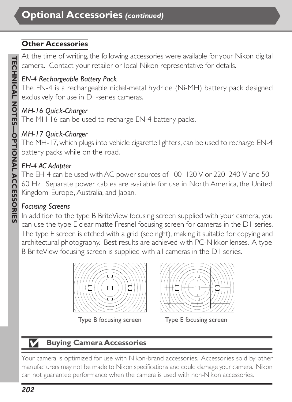 Optional accessories | Nikon D1X User Manual | Page 215 / 236
