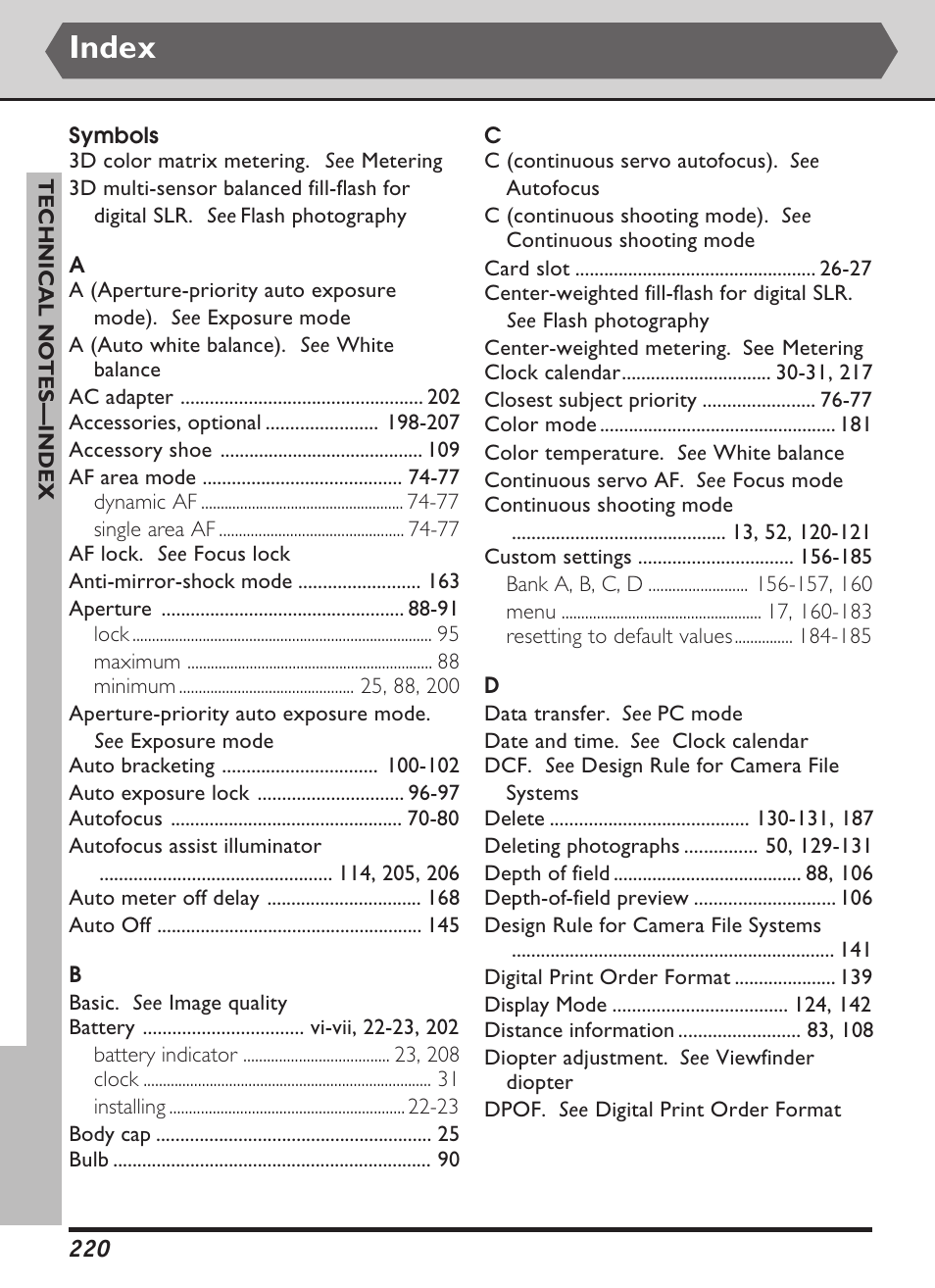 Index | Nikon D1X User Manual | Page 233 / 236