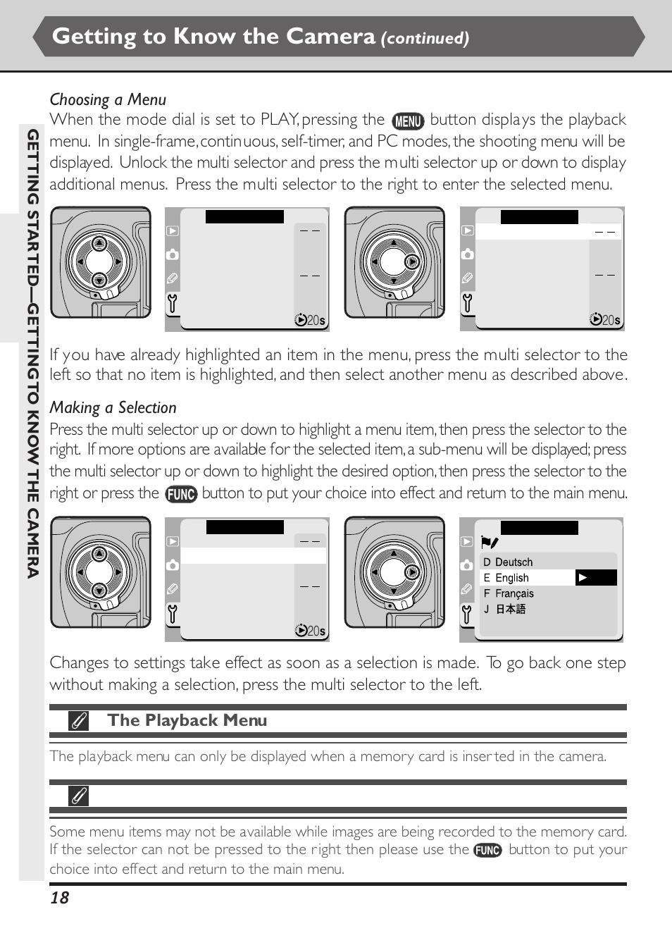 Getting to know the camera, The playback menu, Continued) | Nikon D1X User Manual | Page 31 / 236