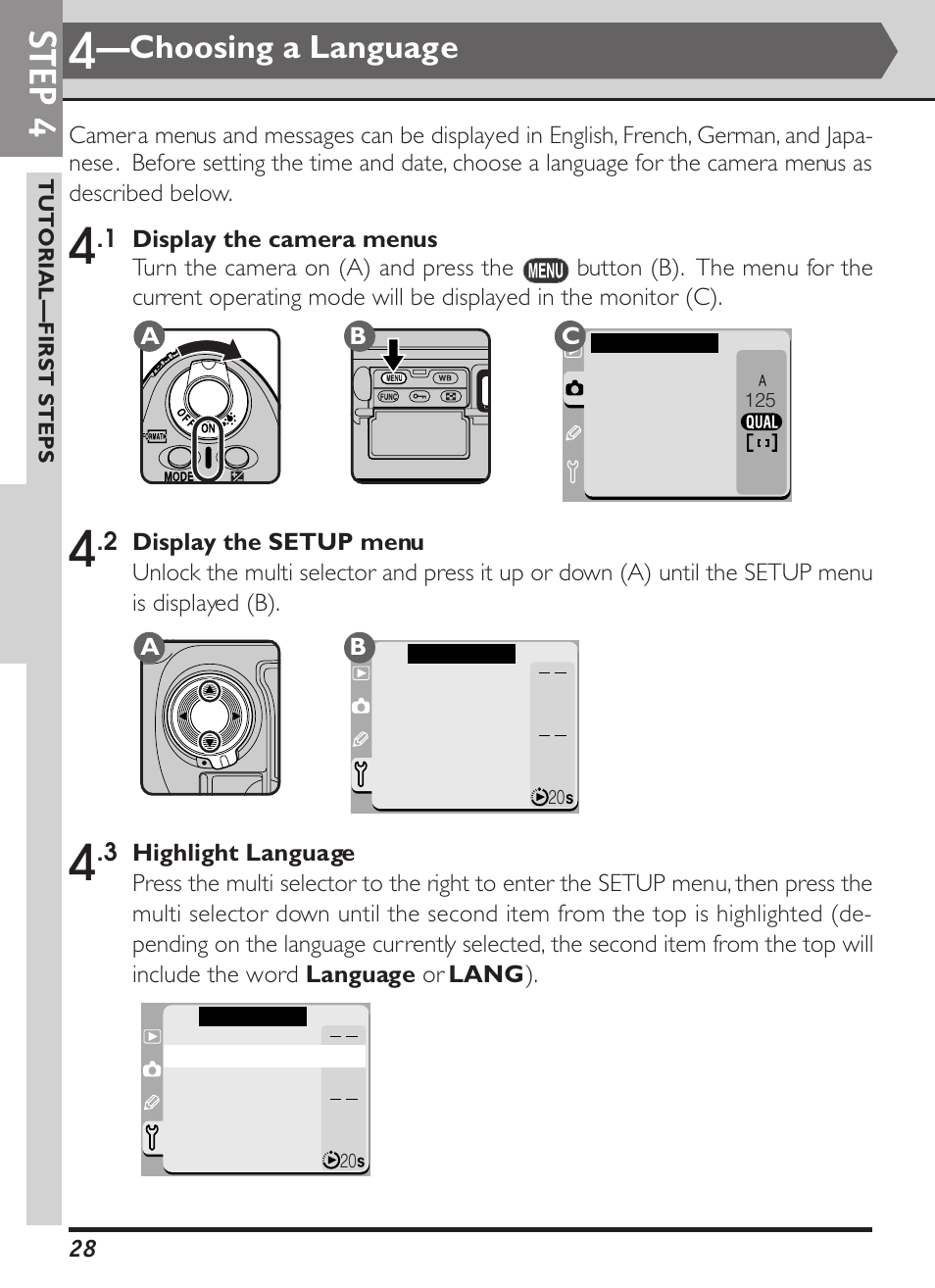 Step 4, Choosing a language | Nikon D1X User Manual | Page 41 / 236