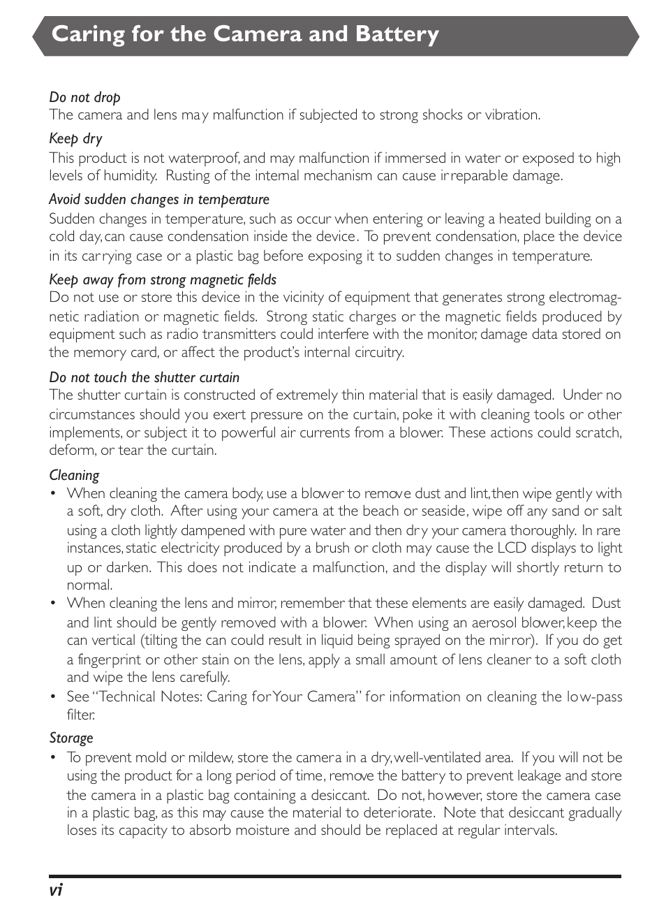 Caring for the camera and battery | Nikon D1X User Manual | Page 5 / 236