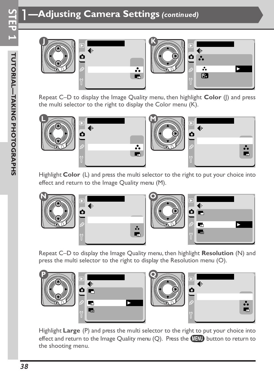 Step 1, Adjusting camera settings, Continued) | Nikon D1X User Manual | Page 51 / 236