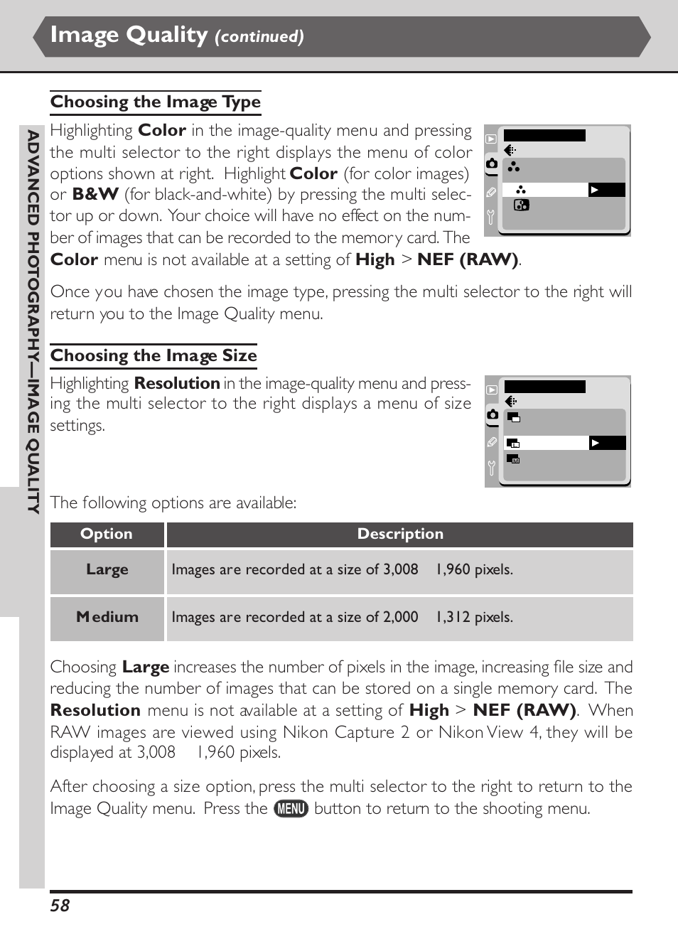 Image quality, Continued) | Nikon D1X User Manual | Page 71 / 236