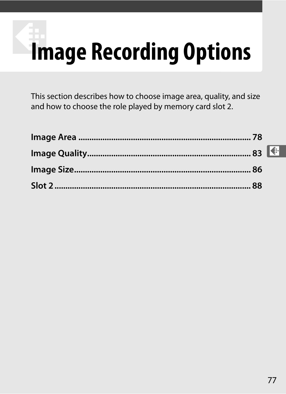 Image recording options | Nikon D3S User Manual | Page 103 / 460