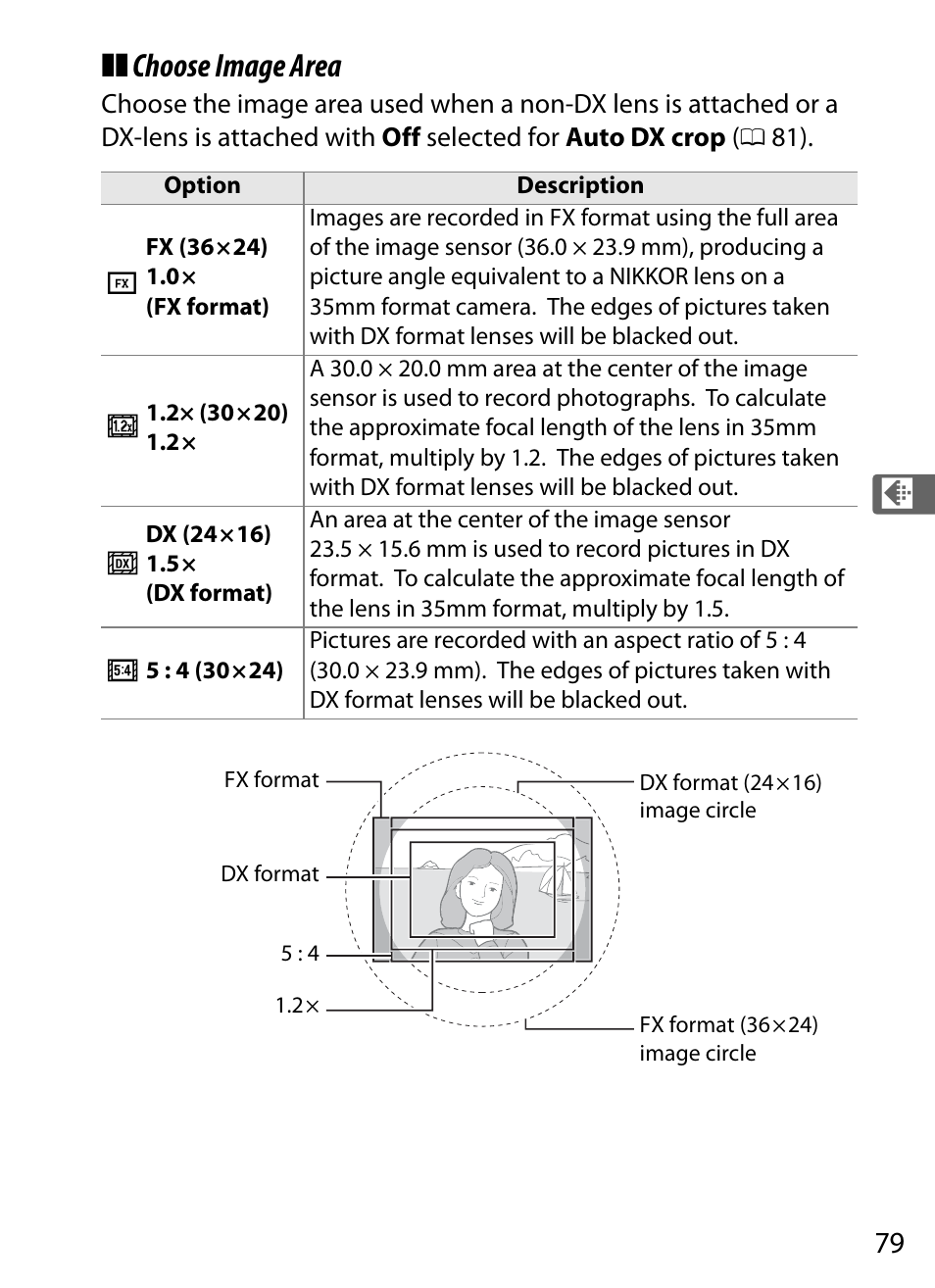 Choose image area | Nikon D3S User Manual | Page 105 / 460