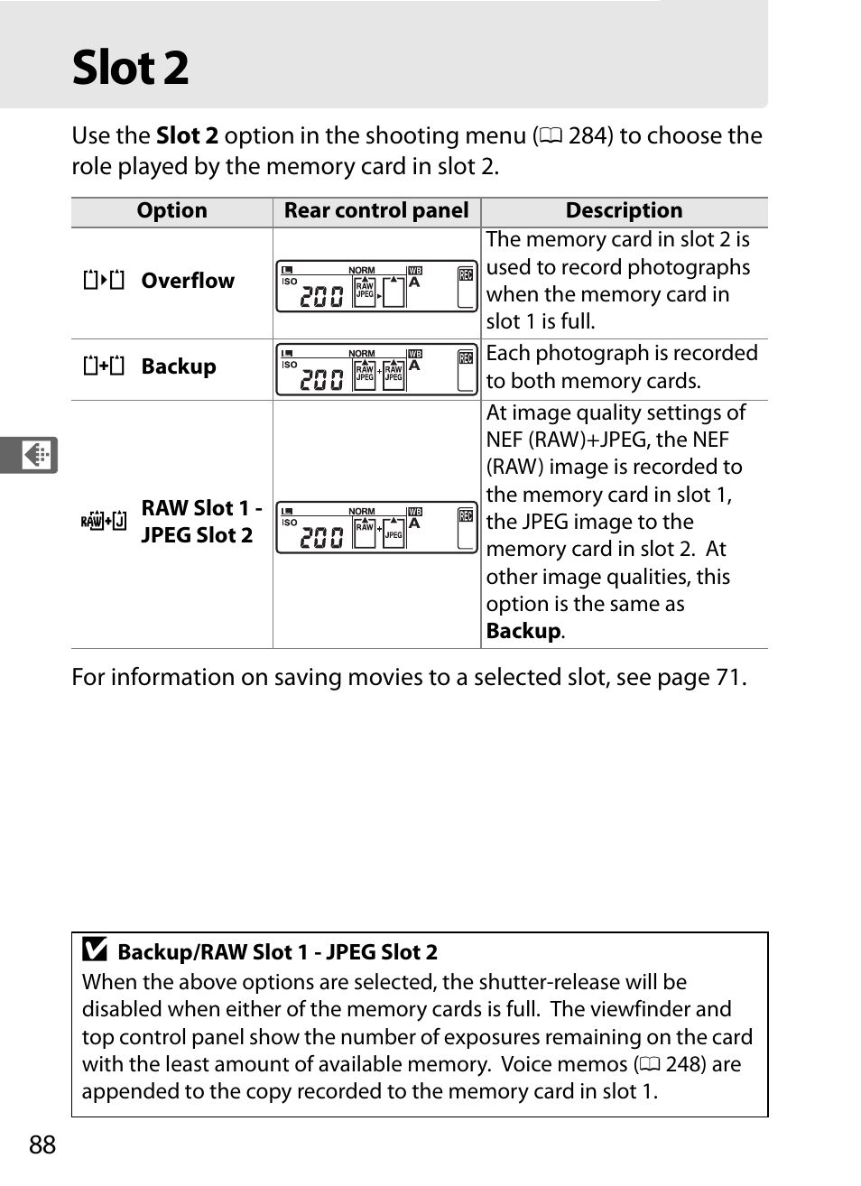 Slot 2 | Nikon D3S User Manual | Page 114 / 460