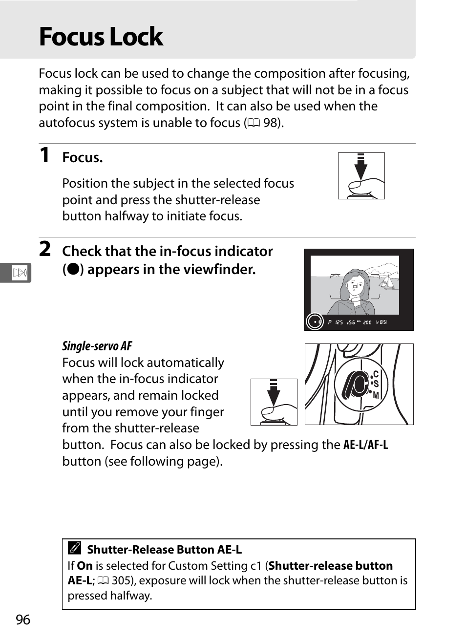 Focus lock | Nikon D3S User Manual | Page 122 / 460