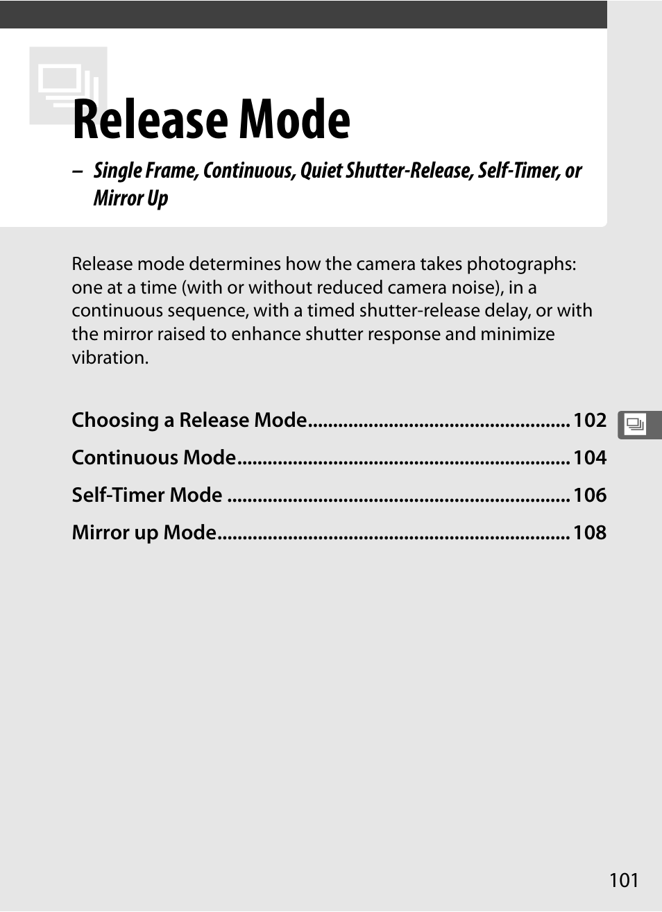 Release mode | Nikon D3S User Manual | Page 127 / 460