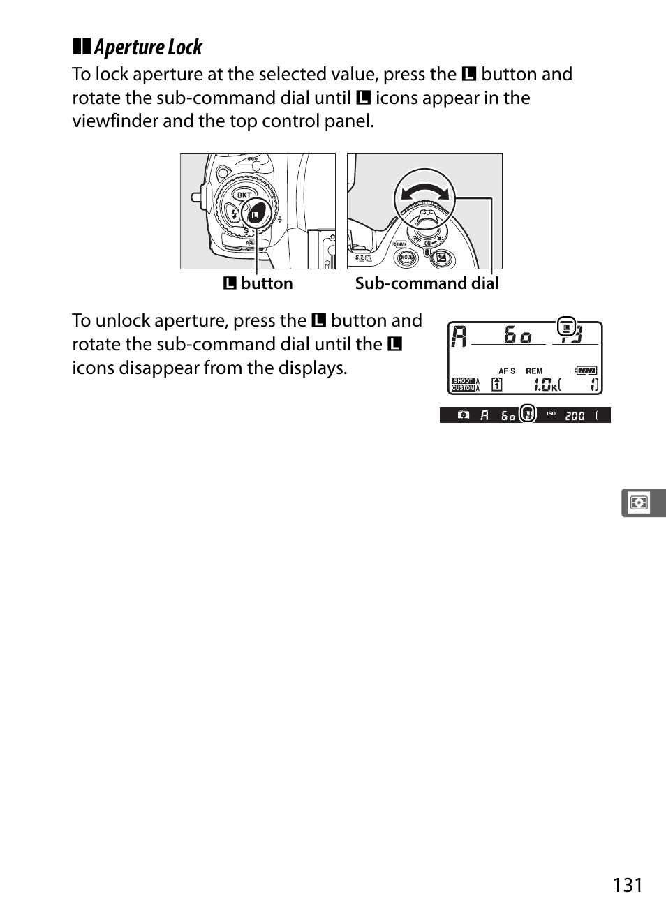 Aperture lock | Nikon D3S User Manual | Page 157 / 460