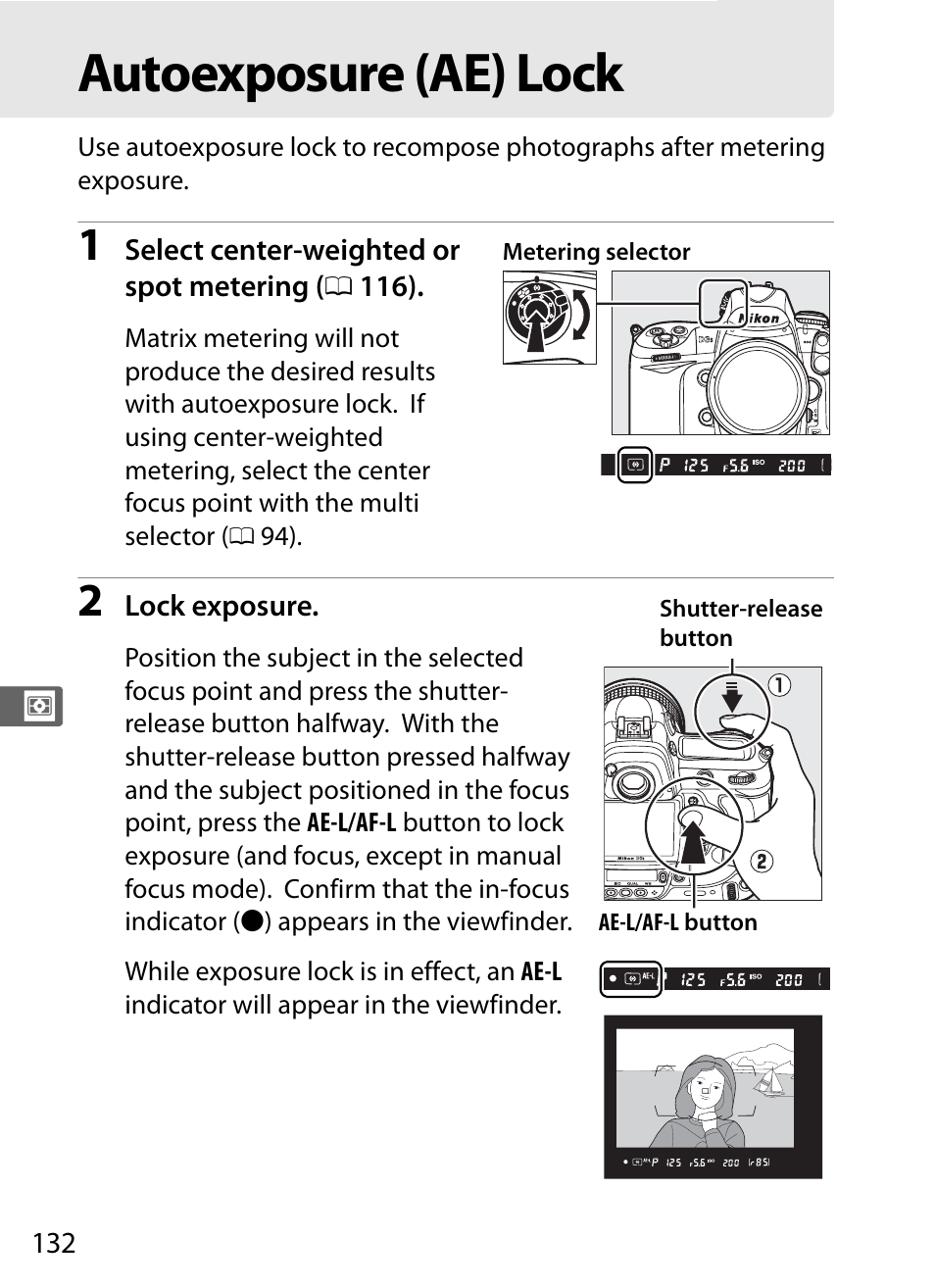 Autoexposure (ae) lock | Nikon D3S User Manual | Page 158 / 460