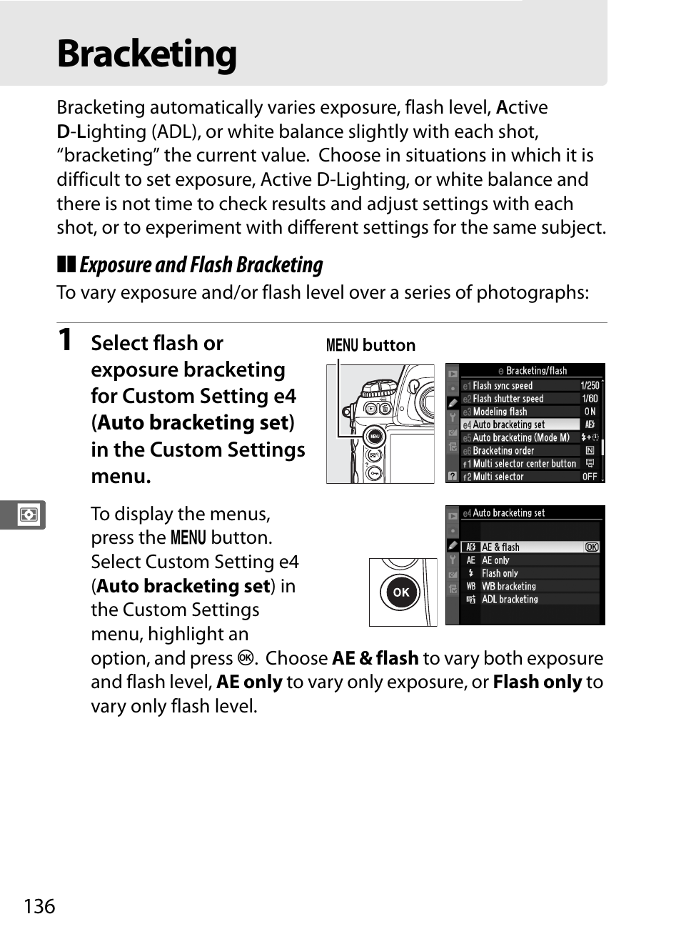 Bracketing | Nikon D3S User Manual | Page 162 / 460