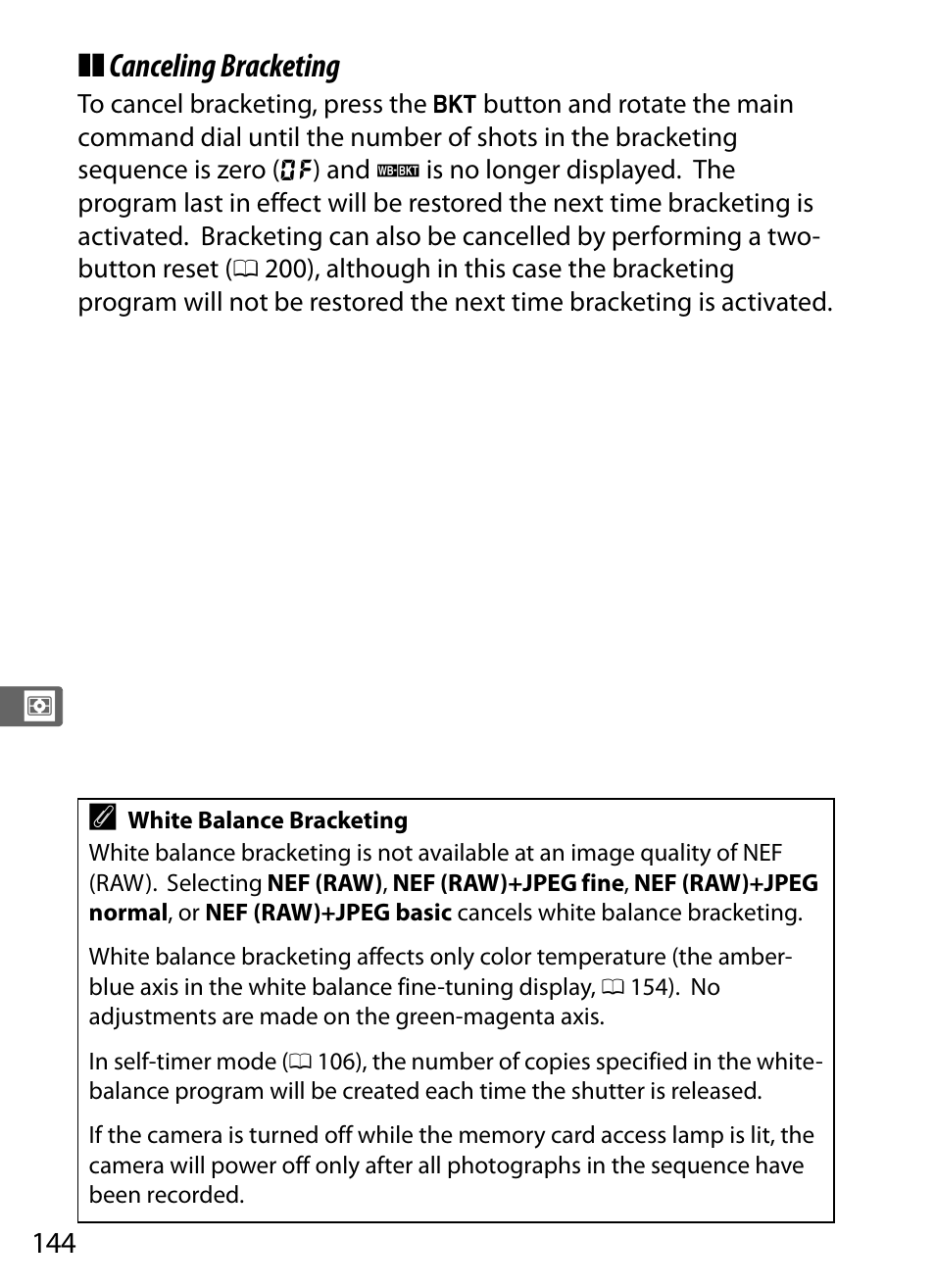Canceling bracketing | Nikon D3S User Manual | Page 170 / 460