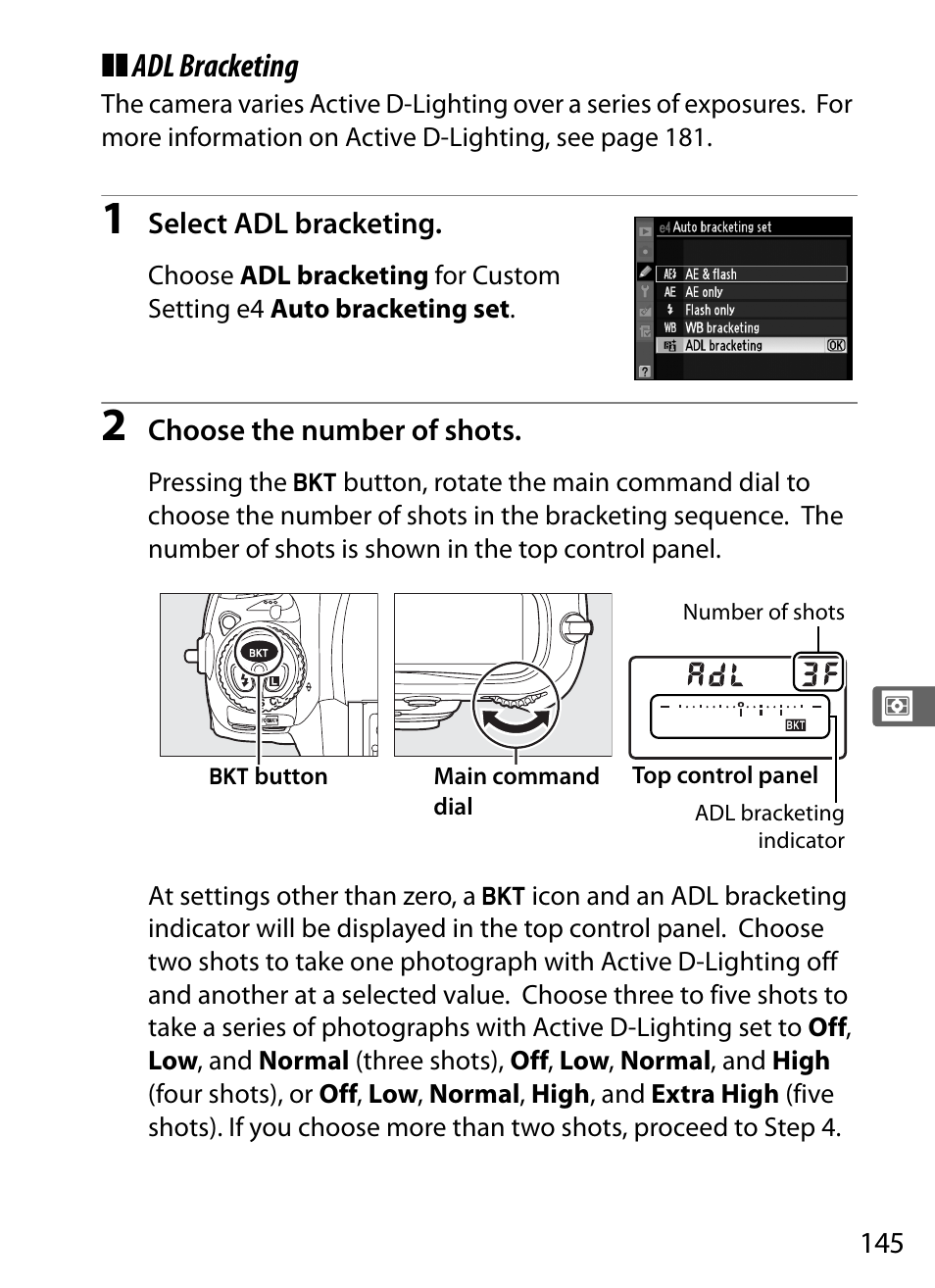 Adl bracketing | Nikon D3S User Manual | Page 171 / 460