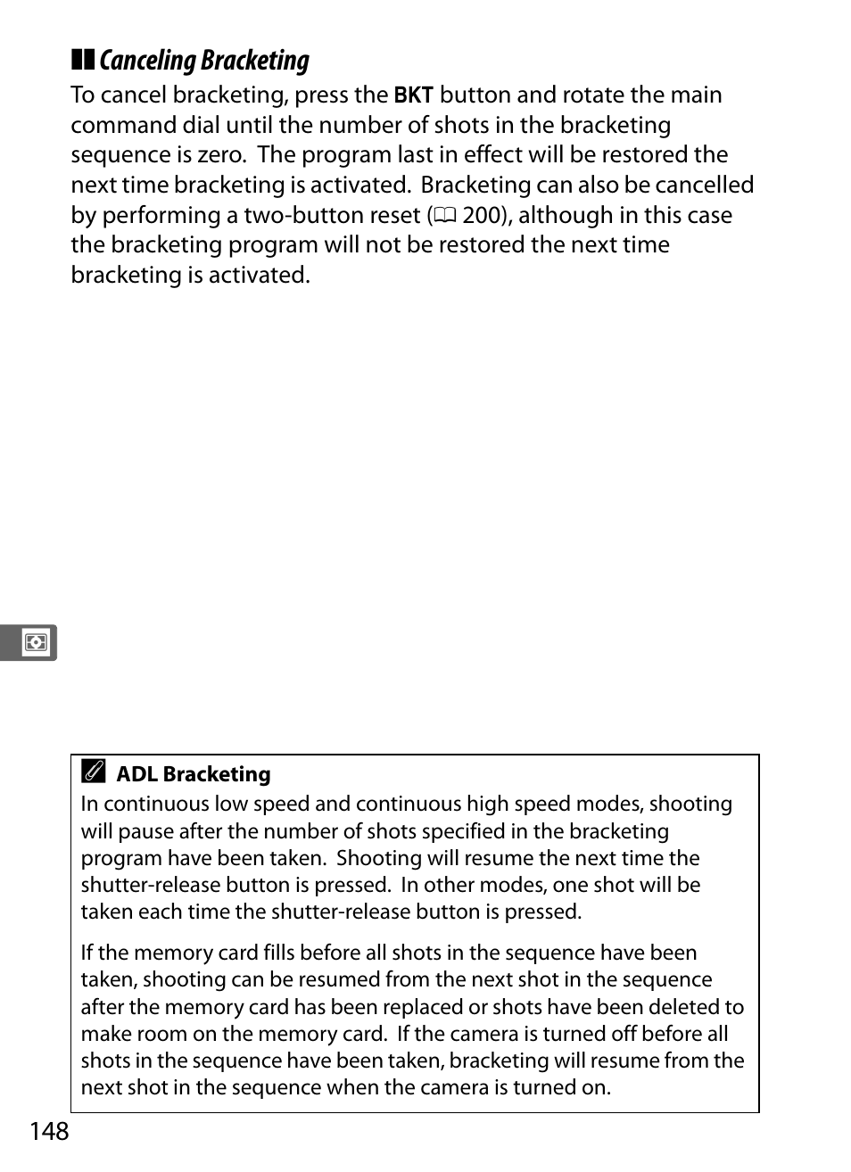 Canceling bracketing | Nikon D3S User Manual | Page 174 / 460