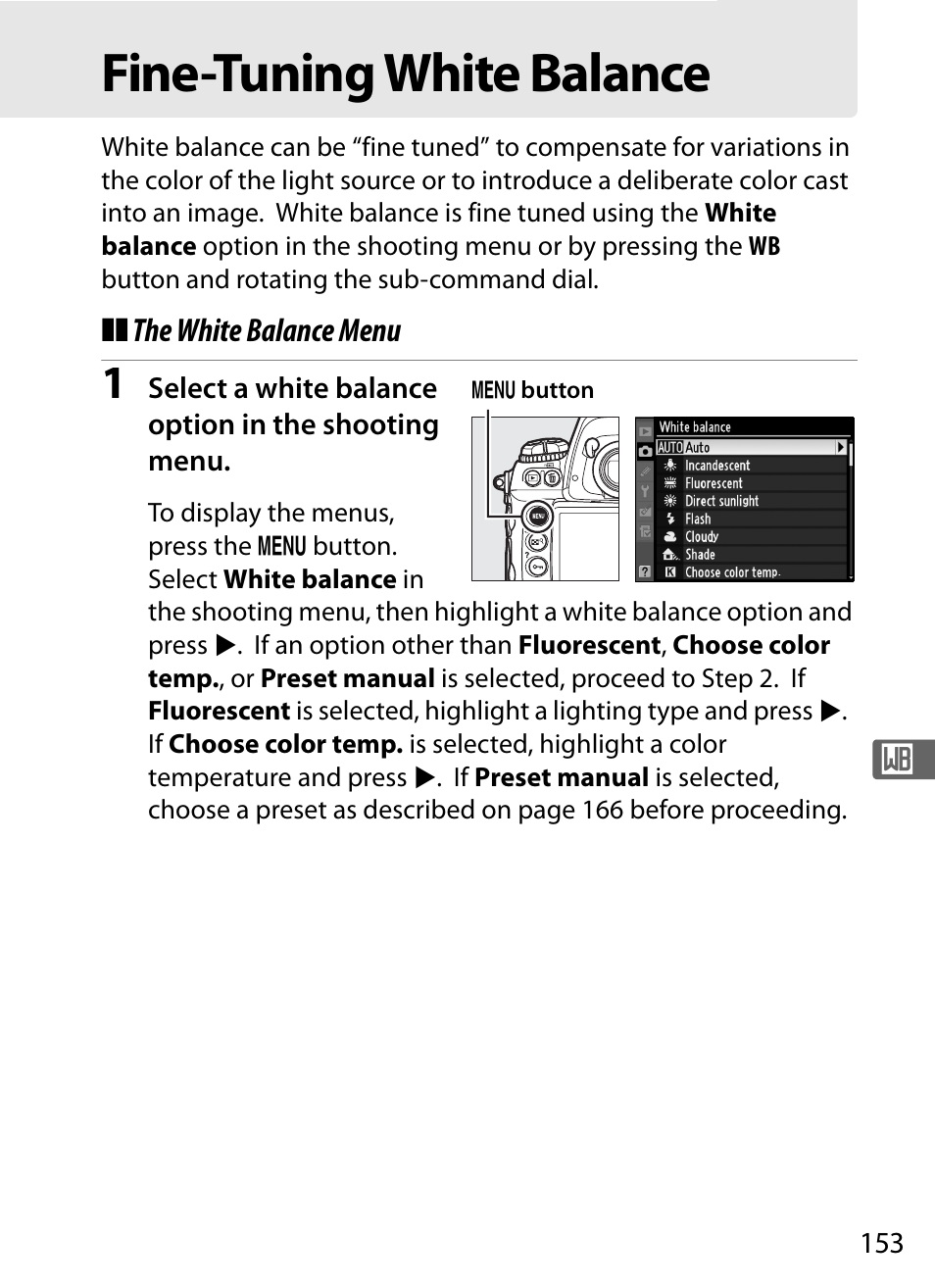 Fine-tuning white balance | Nikon D3S User Manual | Page 179 / 460