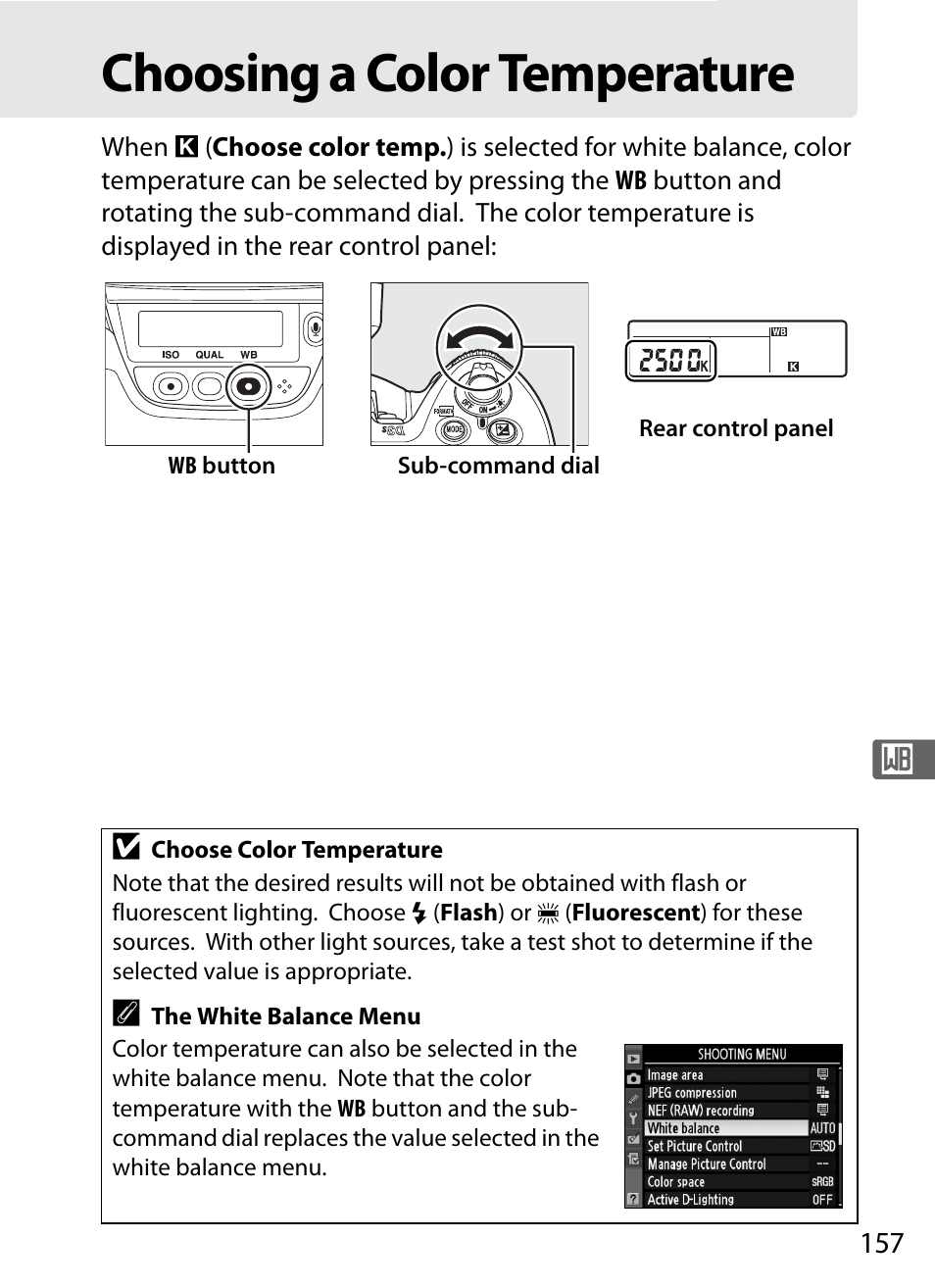 Choosing a color temperature | Nikon D3S User Manual | Page 183 / 460