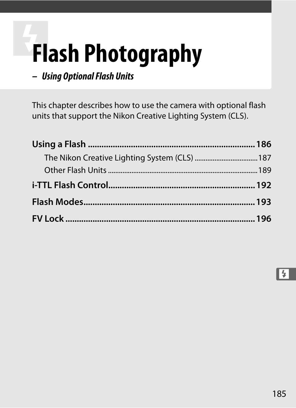 Flash photography | Nikon D3S User Manual | Page 211 / 460