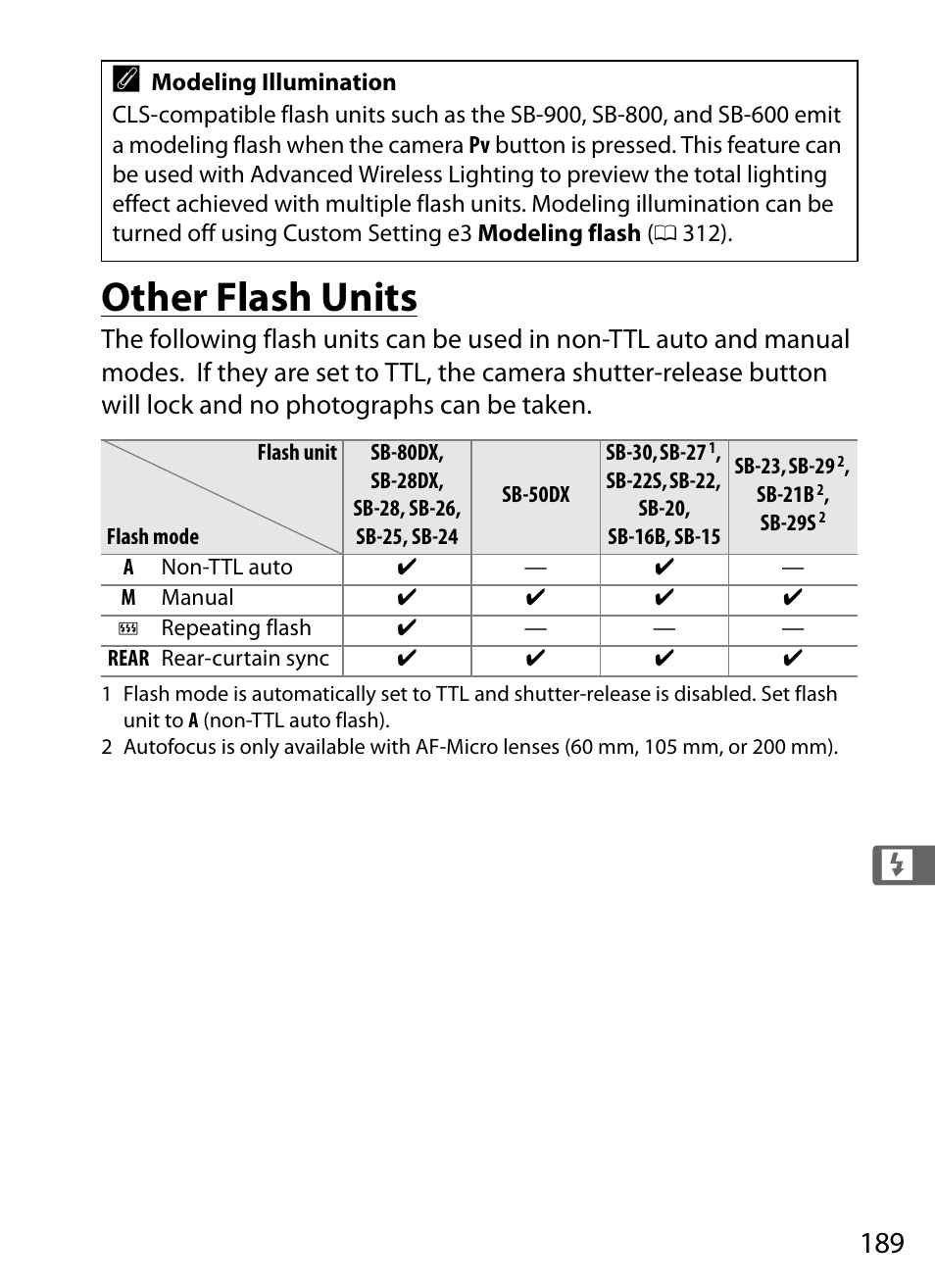Other flash units | Nikon D3S User Manual | Page 215 / 460