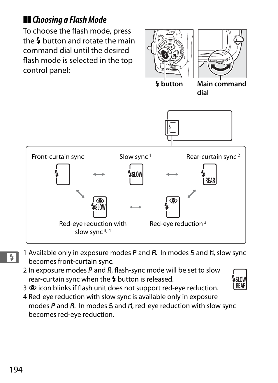Choosing a flash mode | Nikon D3S User Manual | Page 220 / 460