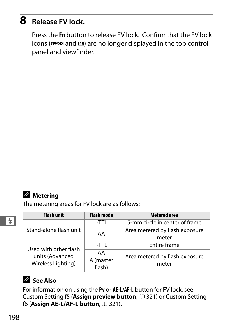 Release fv lock | Nikon D3S User Manual | Page 224 / 460