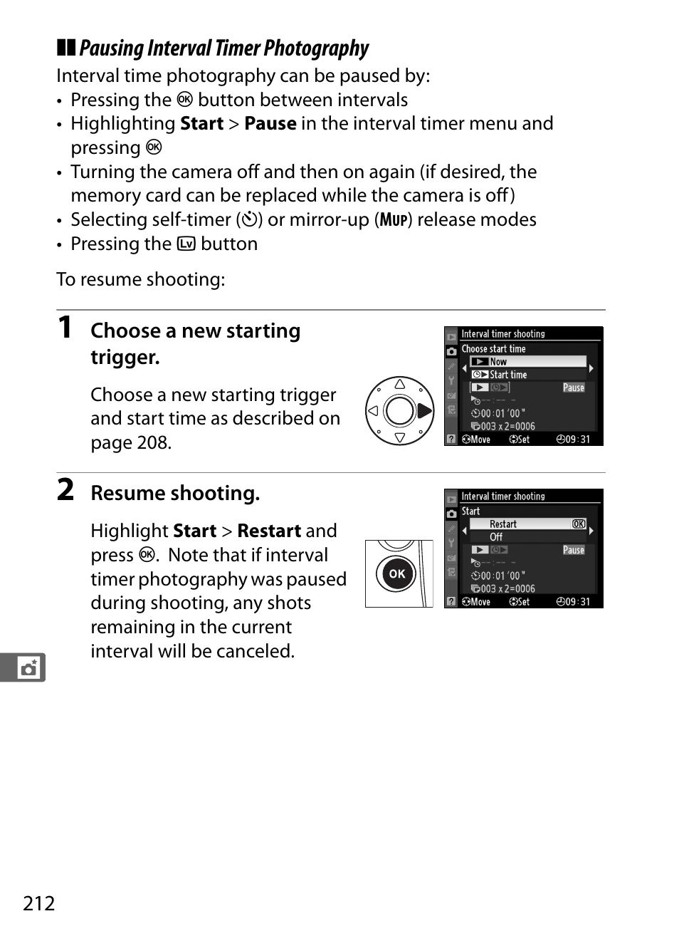 Pausing interval timer photography | Nikon D3S User Manual | Page 238 / 460
