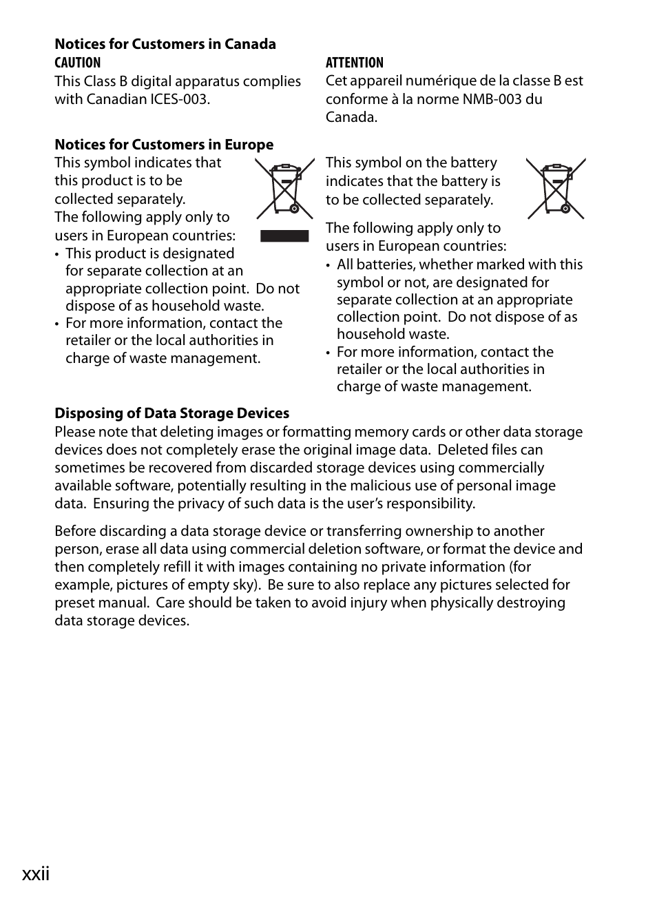 Xxii | Nikon D3S User Manual | Page 24 / 460