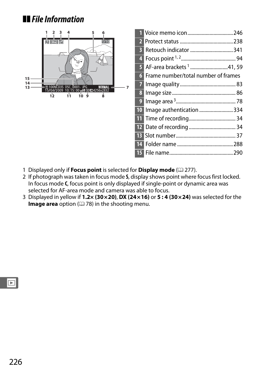 File information | Nikon D3S User Manual | Page 252 / 460