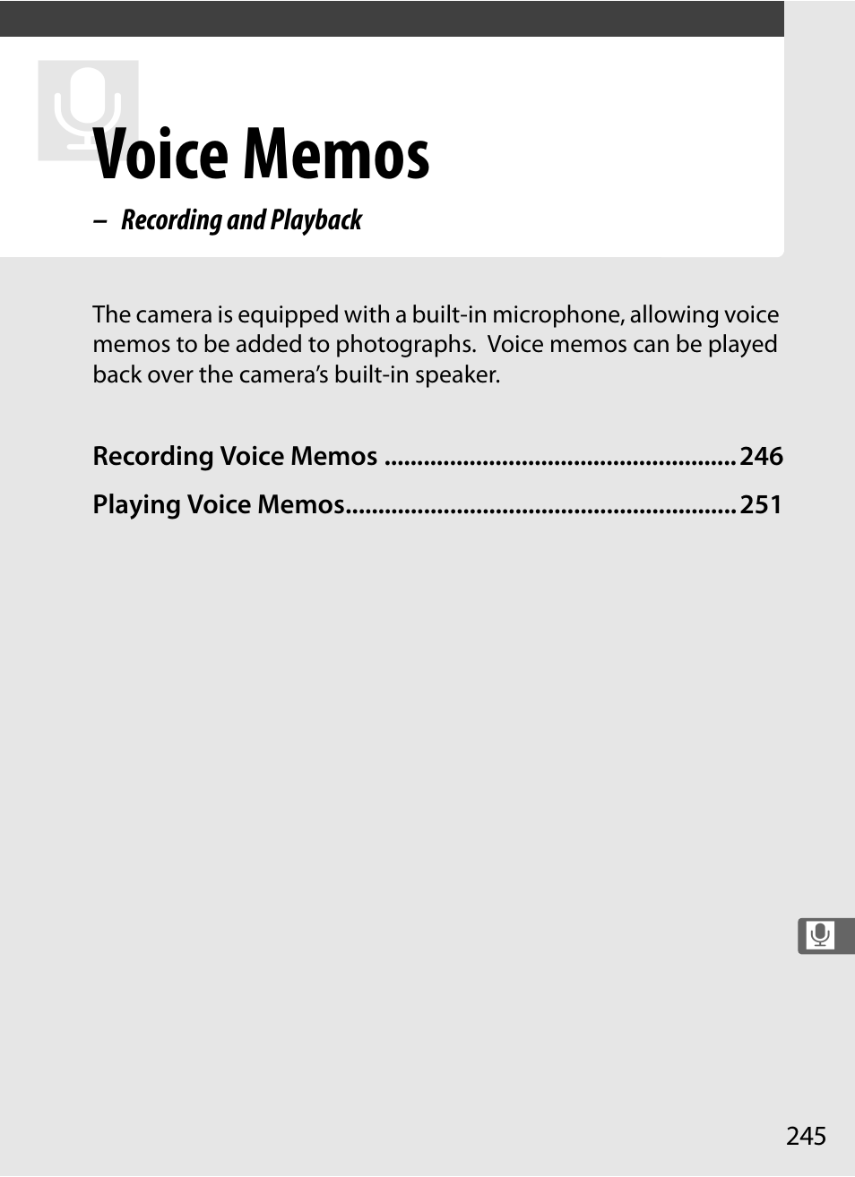 Voice memos | Nikon D3S User Manual | Page 271 / 460