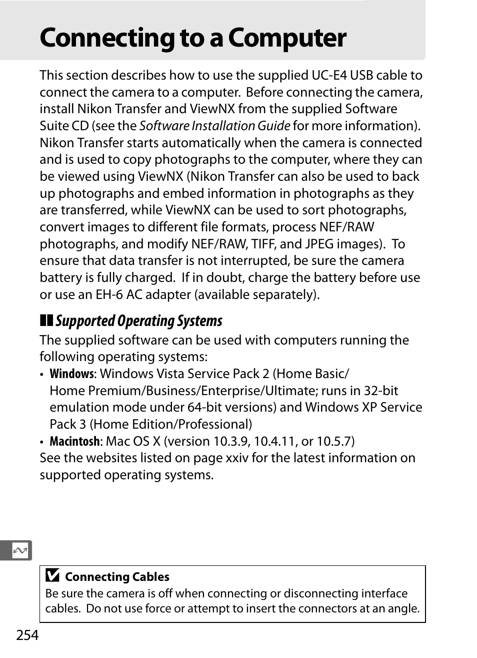 Connecting to a computer | Nikon D3S User Manual | Page 280 / 460