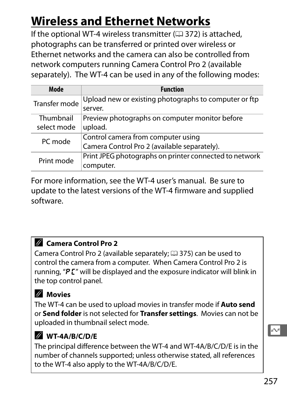 Wireless and ethernet networks | Nikon D3S User Manual | Page 283 / 460