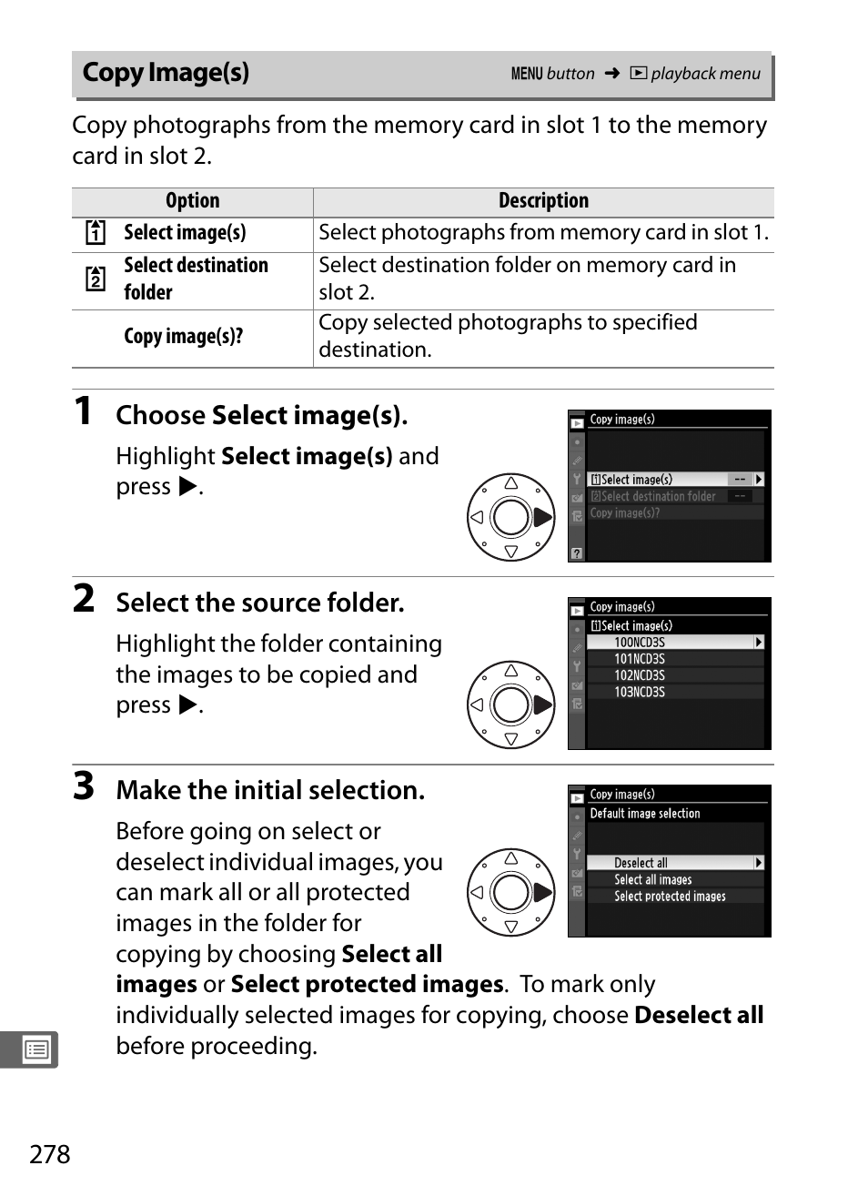 Copy image(s) | Nikon D3S User Manual | Page 304 / 460