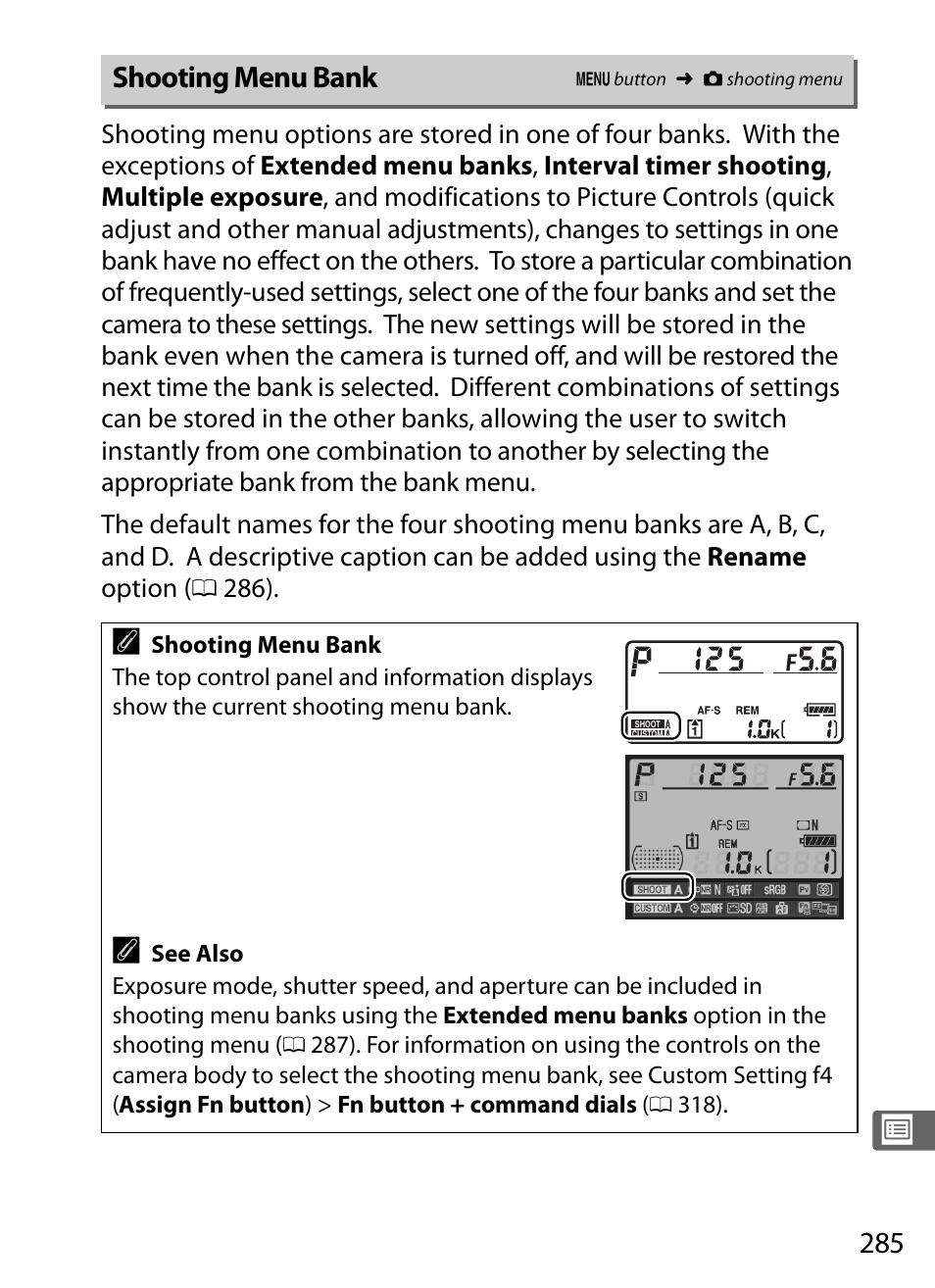 Shooting menu bank | Nikon D3S User Manual | Page 311 / 460