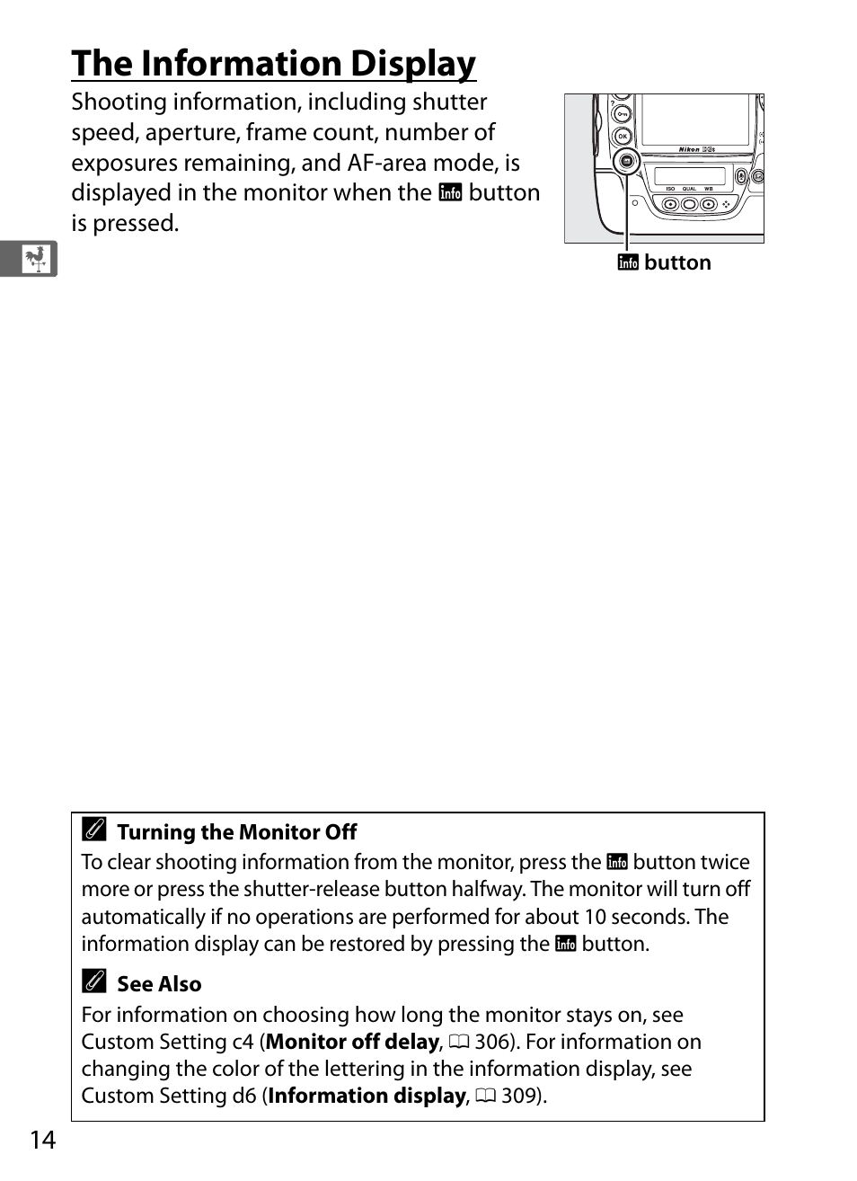 The information display | Nikon D3S User Manual | Page 40 / 460
